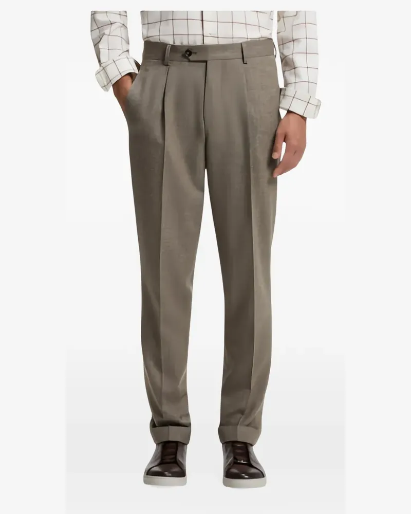 HUGO BOSS pleated tailored trousers - Braun Braun