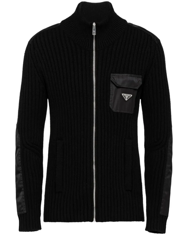 Prada Cardigan aus Kaschmir mit Triangel-Logo - Schwarz Schwarz