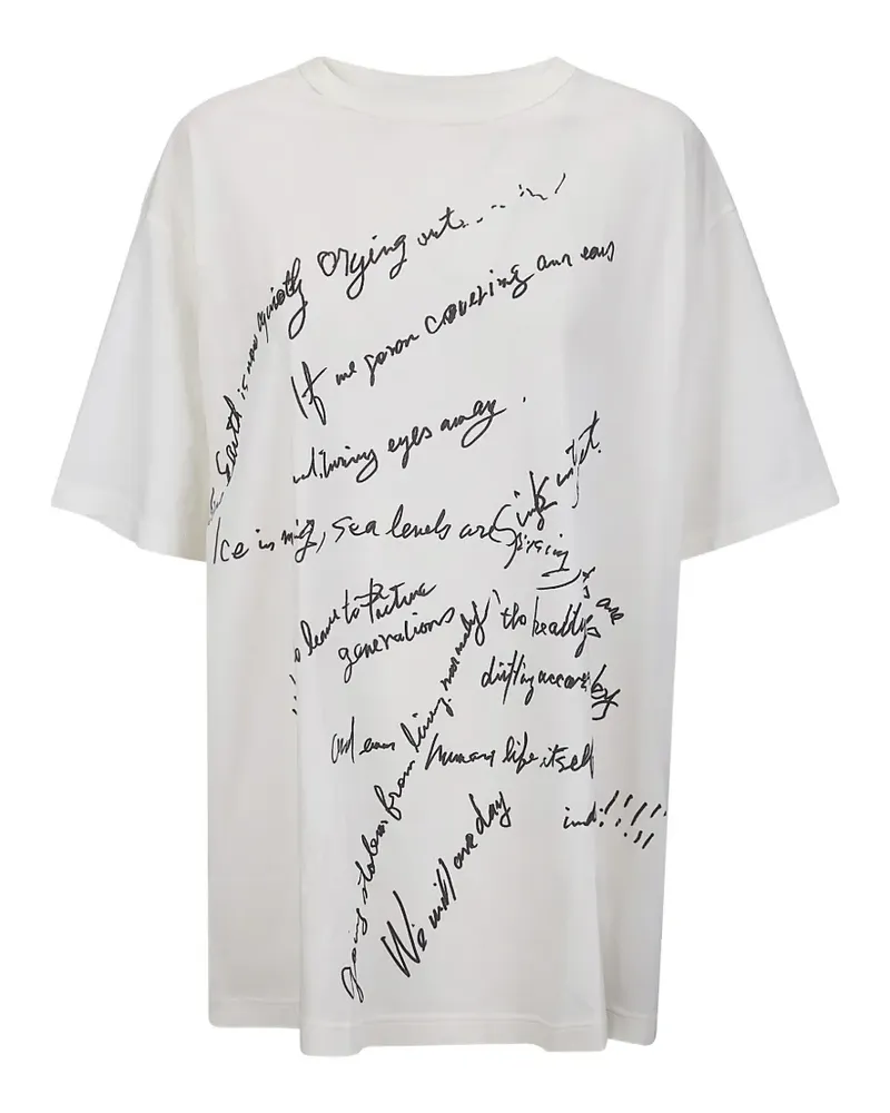 Yohji Yamamoto handwriting-print t-shirt - Weiß Weiß