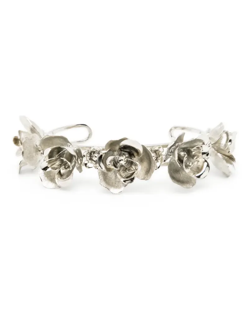 Jennifer Behr floral-embellished cuff bracelet - Silber Silber