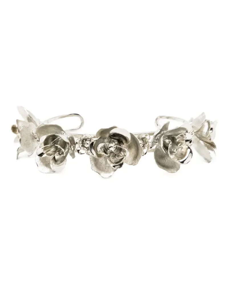 Jennifer Behr floral-embellished cuff bracelet - Silber Silber