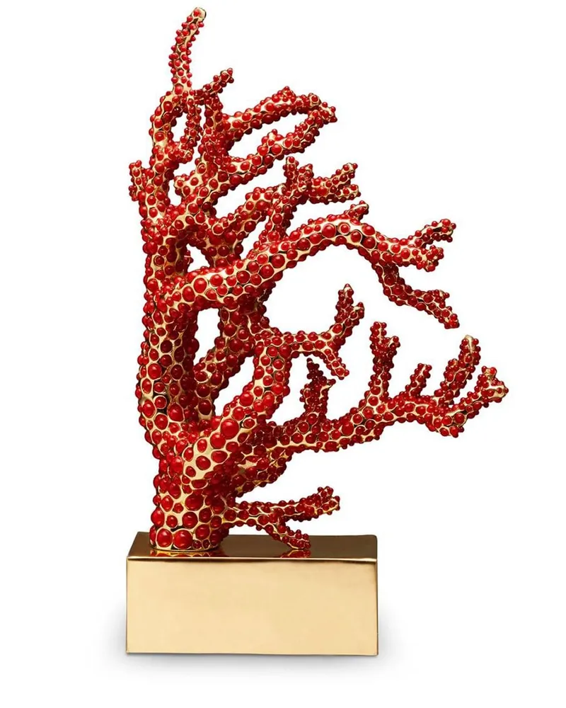 L’OBJET Korallenskulptur mit Kristallen - Rot Rot