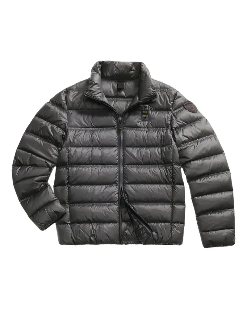Blauer Gesteppte Jacke mit Stehkragen - Grau Grau
