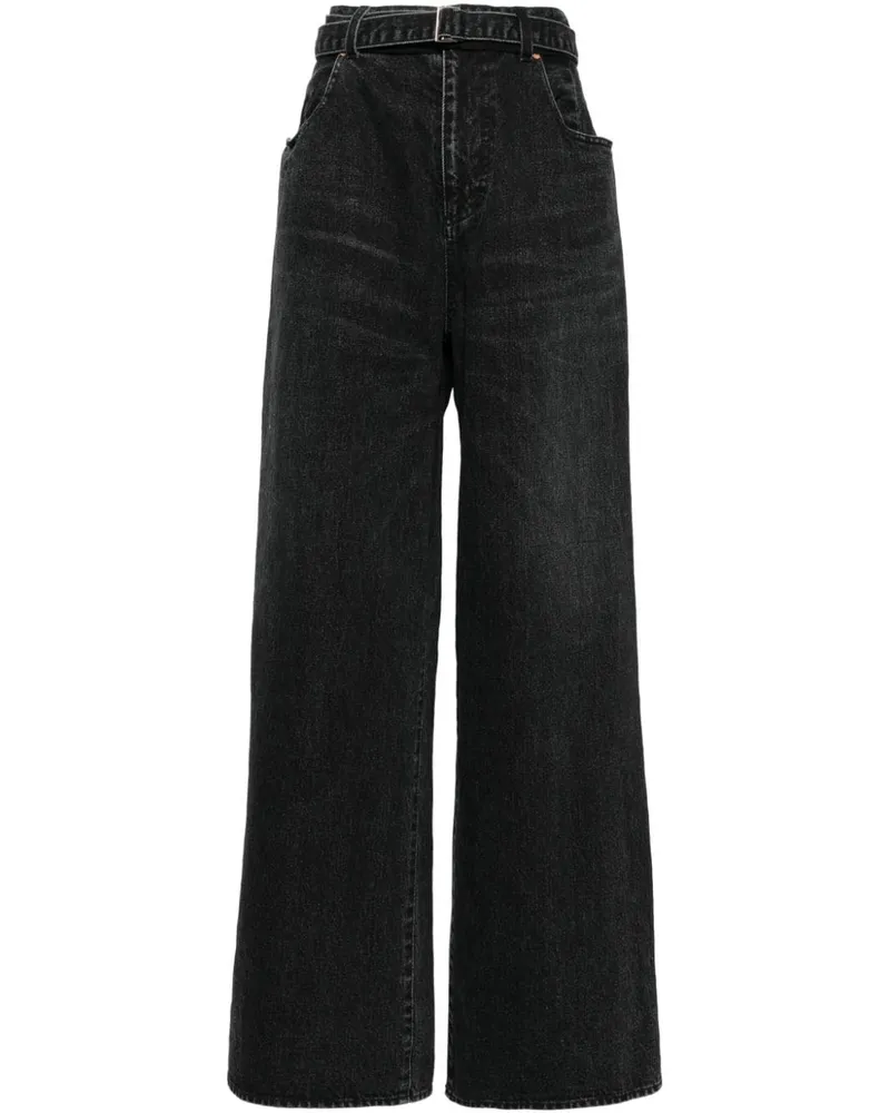 Sacai Weite Jeans mit Gürtel - Schwarz Schwarz