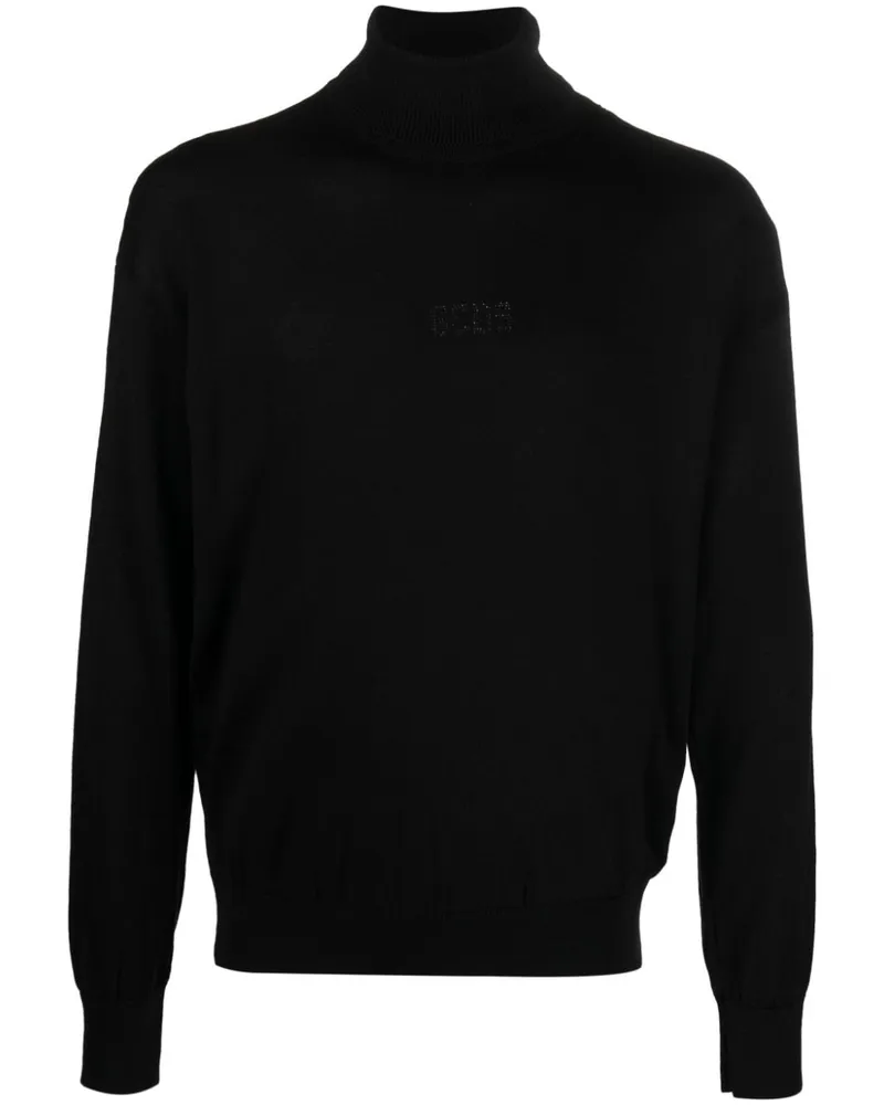 GCDS Rollkragenpullover mit Logo-Stickerei Schwarz