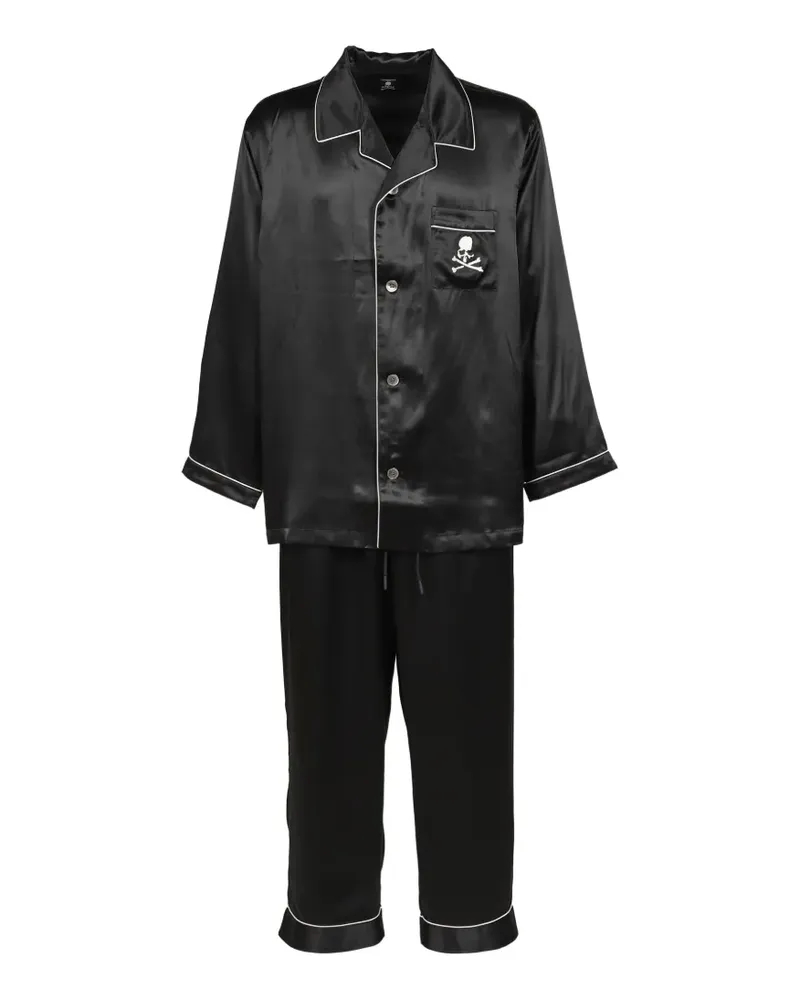 Mastermind World skull-embroidered silk pajama - Schwarz Schwarz