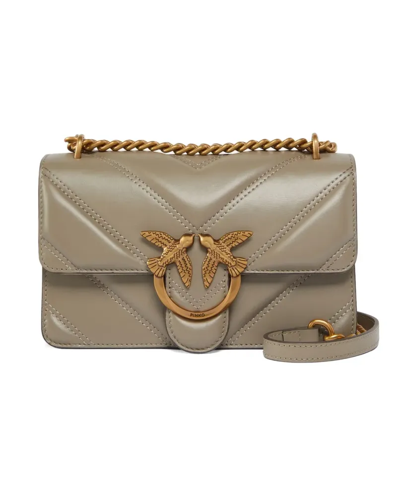 Pinko Mini Love Umhängetasche mit Steppung - Grau Grau
