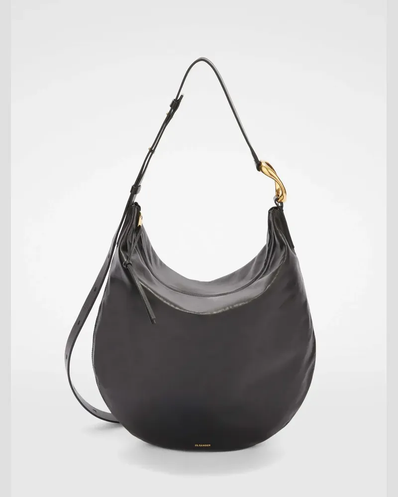 Jil Sander Mittelgroße Moon Schultertasche - Schwarz Schwarz