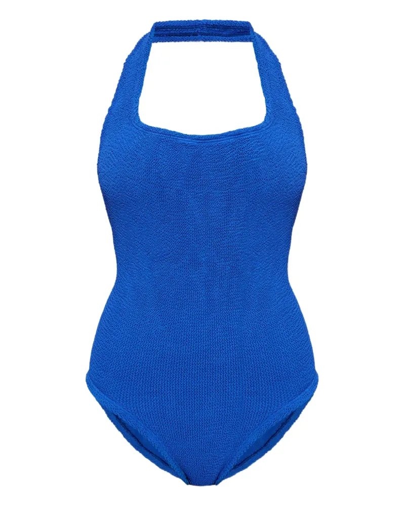 Hunza G Sandy Badeanzug in Knitteroptik - Blau Blau