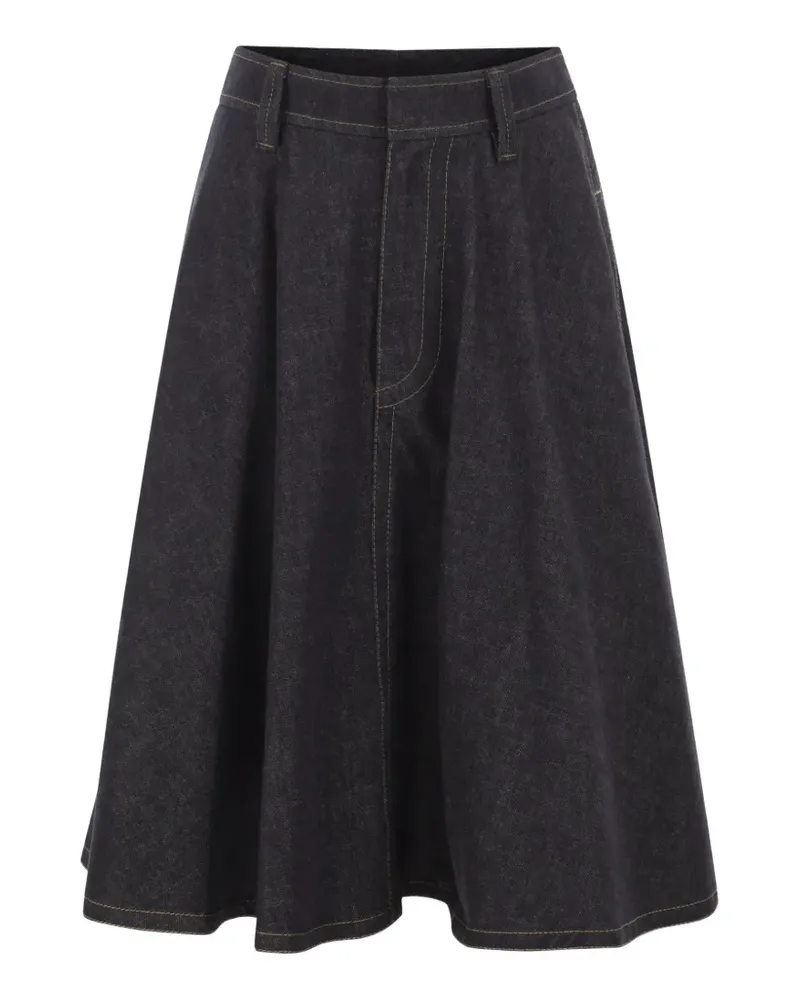 Brunello Cucinelli Monili-embellished flared midi skirt - Blau Blau