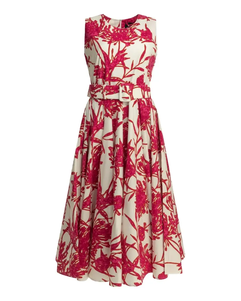 Samantha Sung Abelia floral-print belted midi dress - Weiß Weiß