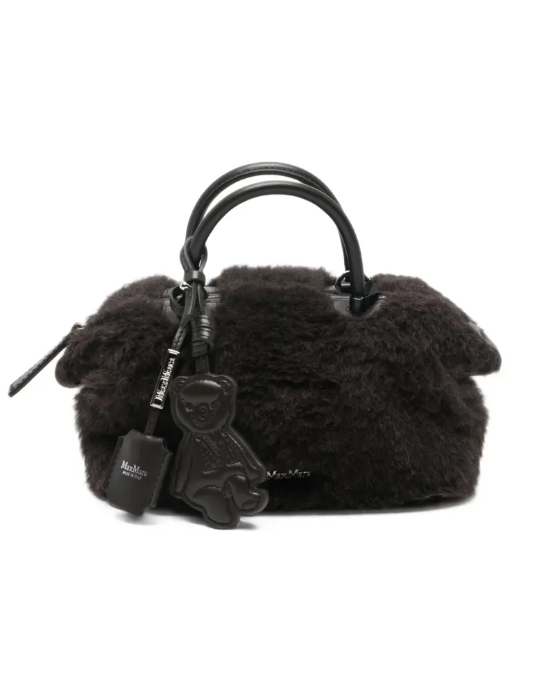 Max Mara MXATedholdalls1 teddy-texture bear-charm tote bag - Braun Braun