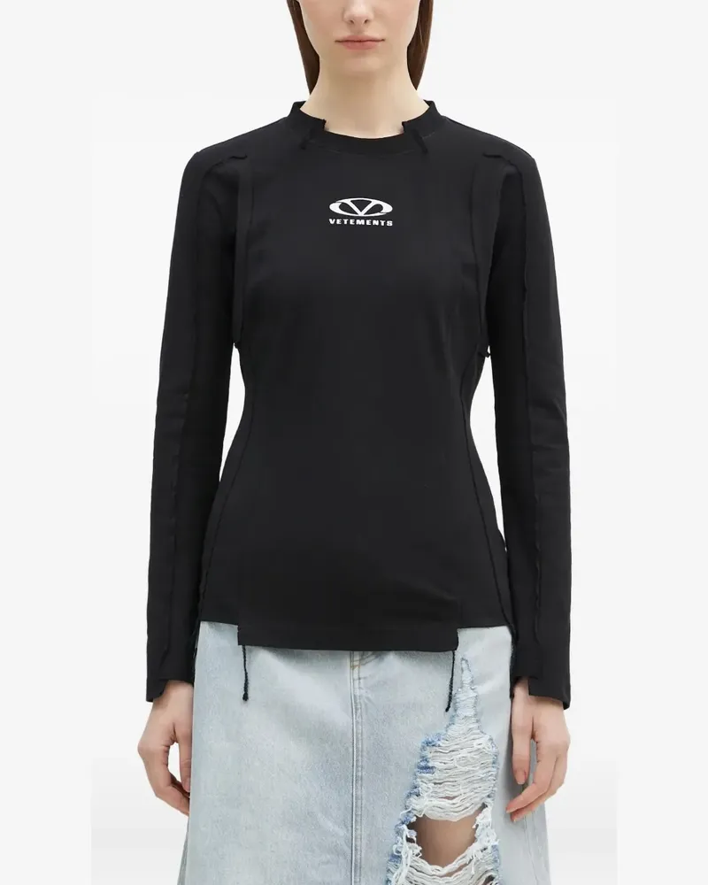 VETEMENTS T-Shirt mit sichtbarer Naht - Schwarz Schwarz