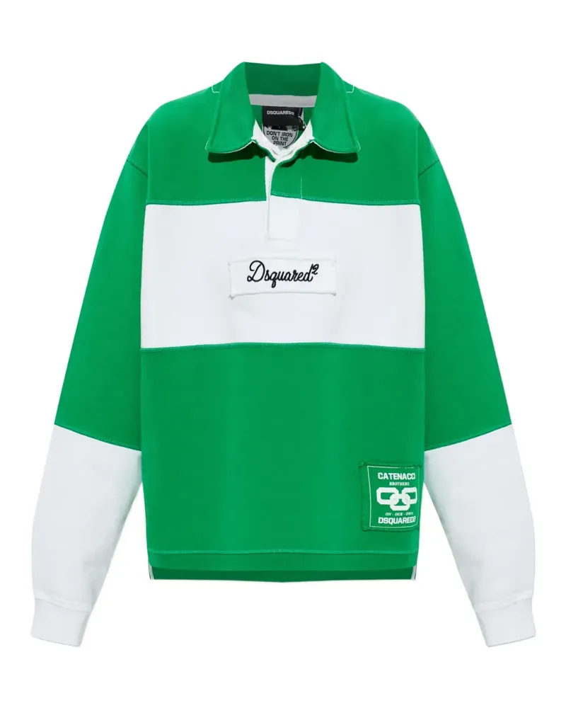 Dsquared2 Gestreifter Pullover mit Kragen - Grün Grün