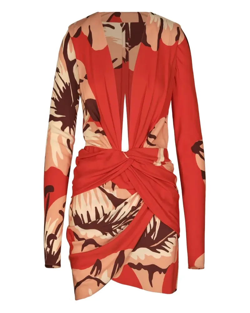 Johanna Ortiz Gangaway floral-print twisted mini dress - Rot Rot