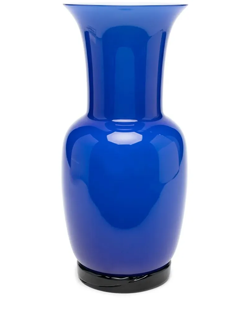 Venini Satin Vase aus Glas - Blau Blau