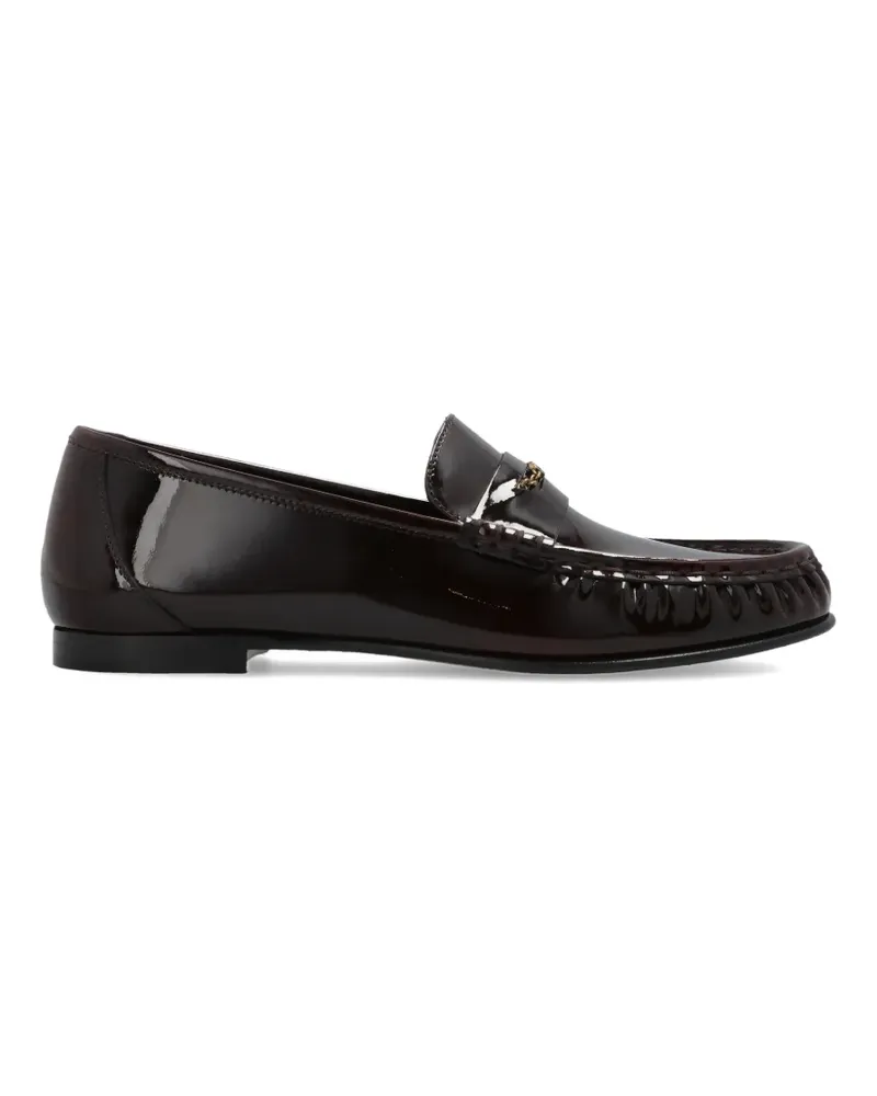 Chloé logo-appliqué leather loafers - Braun Braun