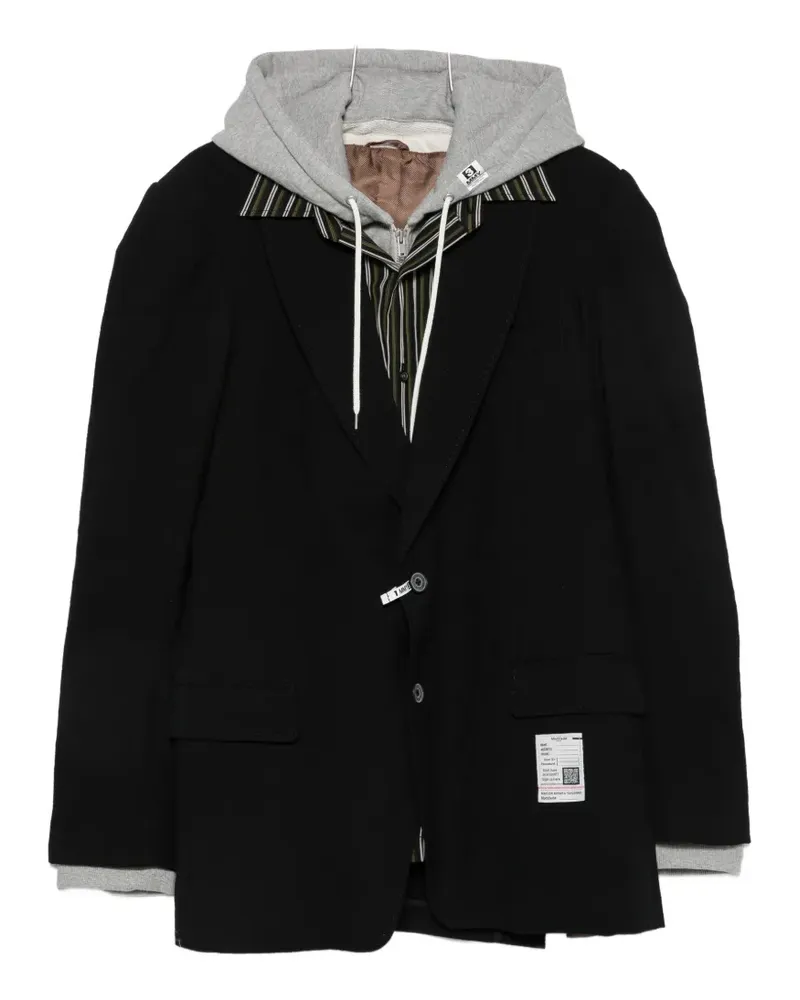 MIHARAYASUHIRO layered-design hoodie-detail jacket - Schwarz Schwarz