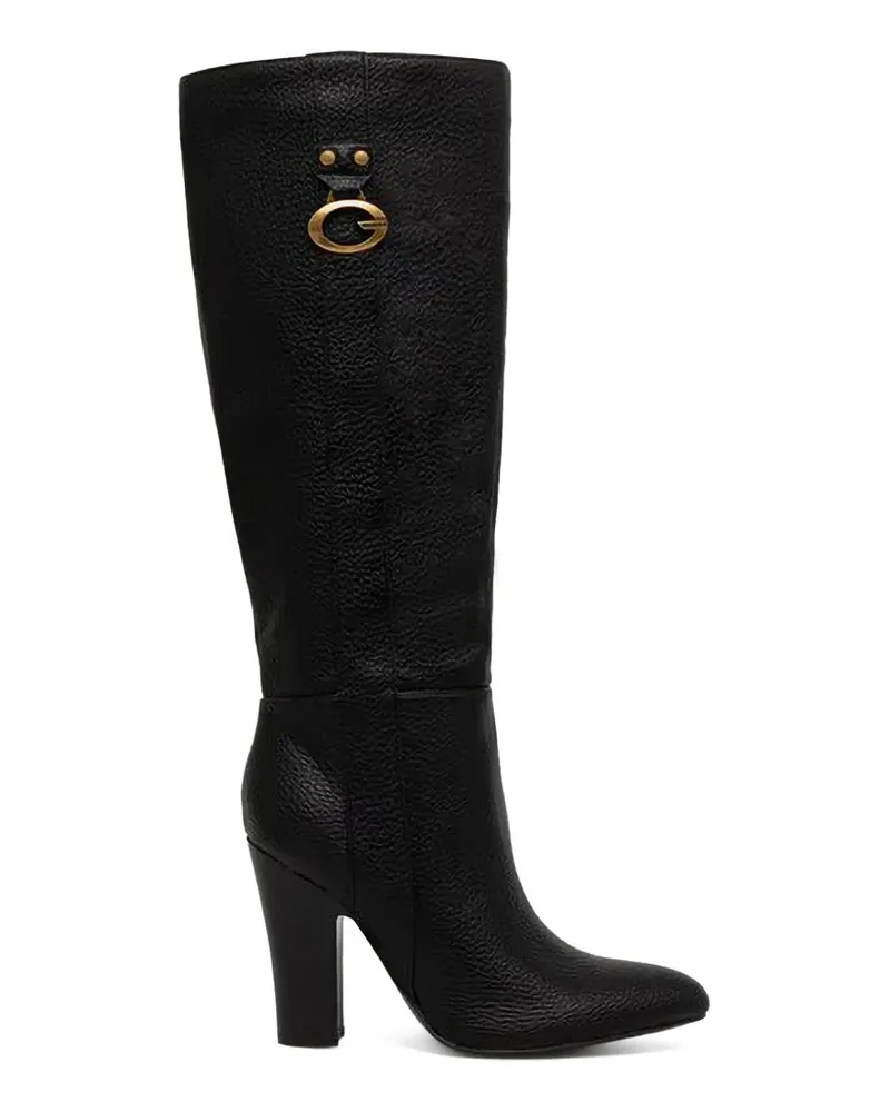 Guess Stiefel aus gekörntem Leder mit Logoplakette - Schwarz Schwarz