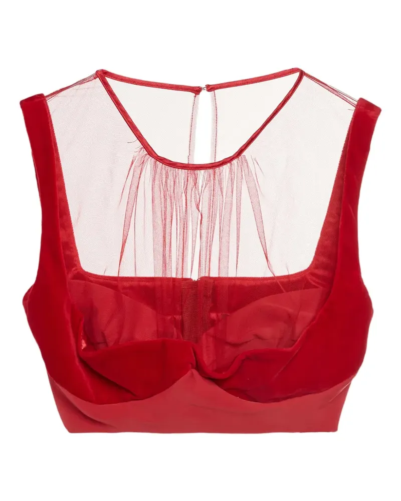 Elisabetta Franchi Cropped-Top in Samtoptik - Rot Rot