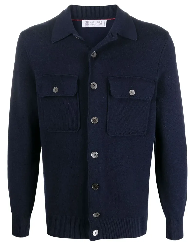 Brunello Cucinelli Kaschmircardigan mit Taschen - Blau Blau
