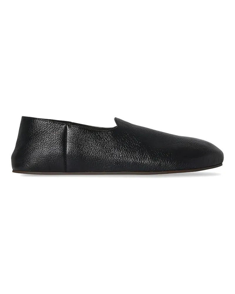 The Row grained-leather slippers - Schwarz Schwarz