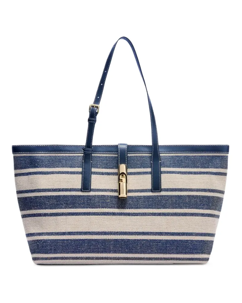 Furla Große Debby Tote Bag mit Streifen - Blau Blau