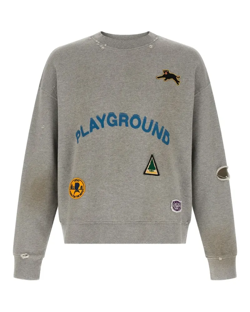Song For The Mute Playground Pullover im Distressed-Look - Grau Grau