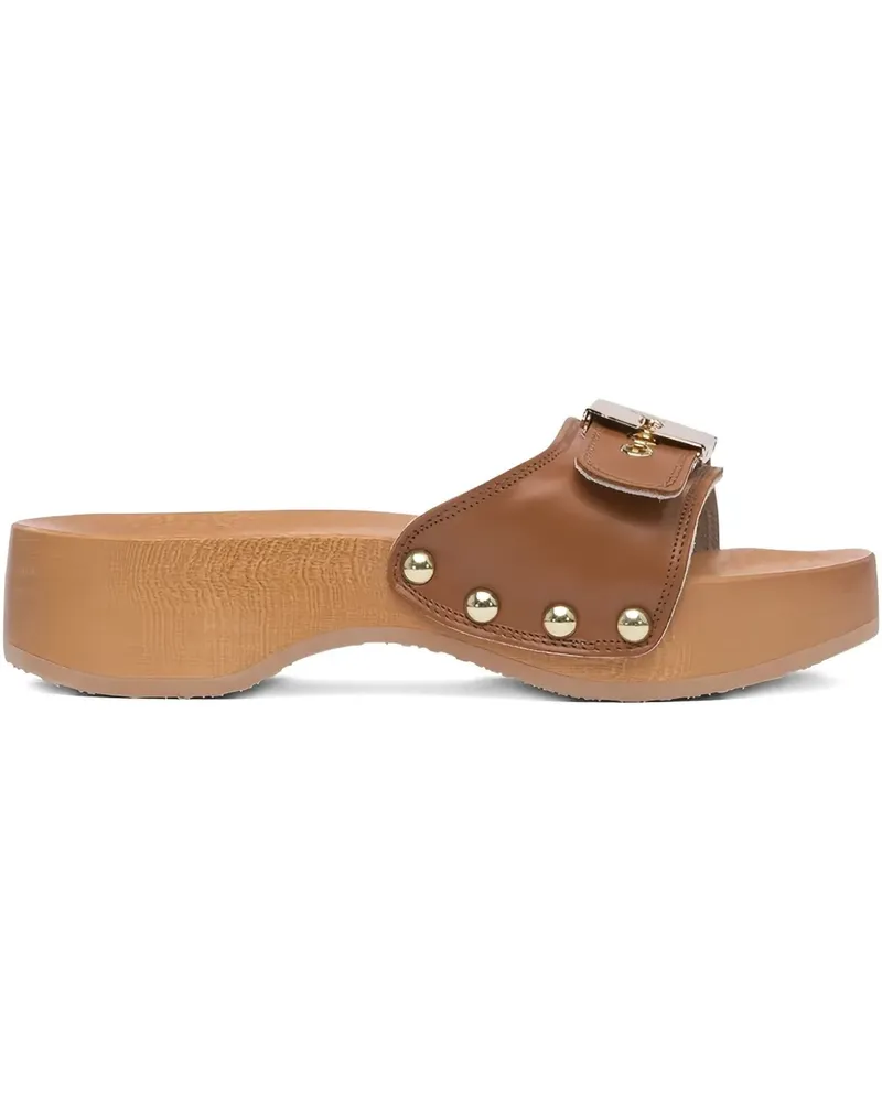 Scholl Nietensandalen mit Schnallendetail 54mm - Braun Braun