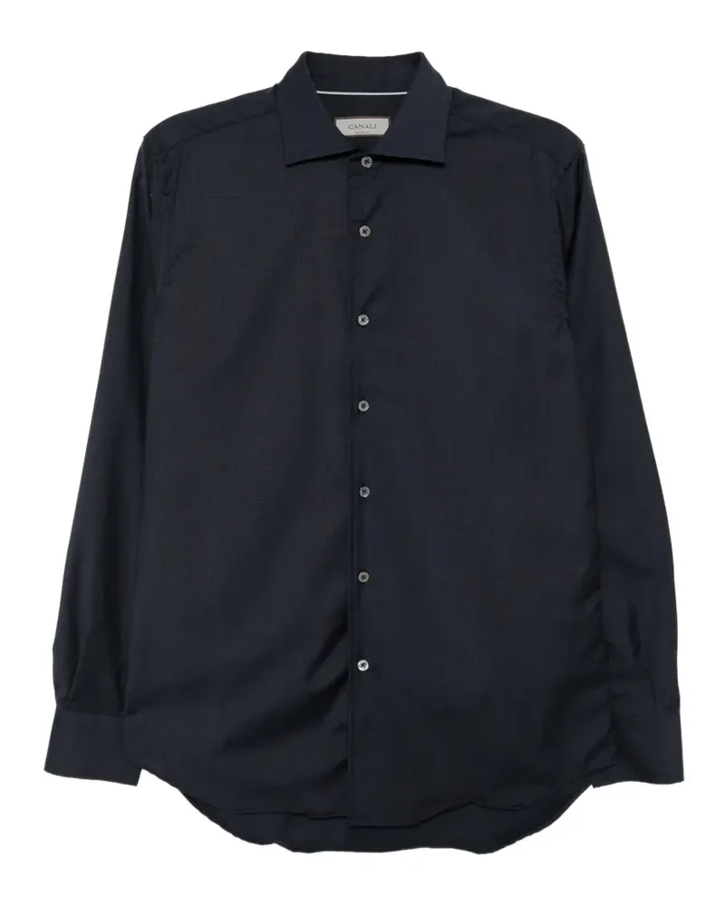 Canali button-down wool shirt - Blau Blau