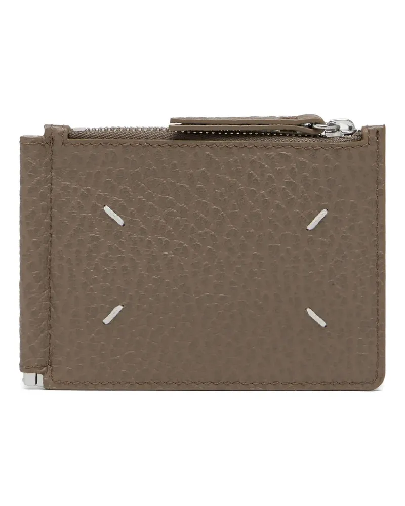 Maison Margiela Four Stitches Portemonnaie aus strukturiertem Leder - Braun Braun