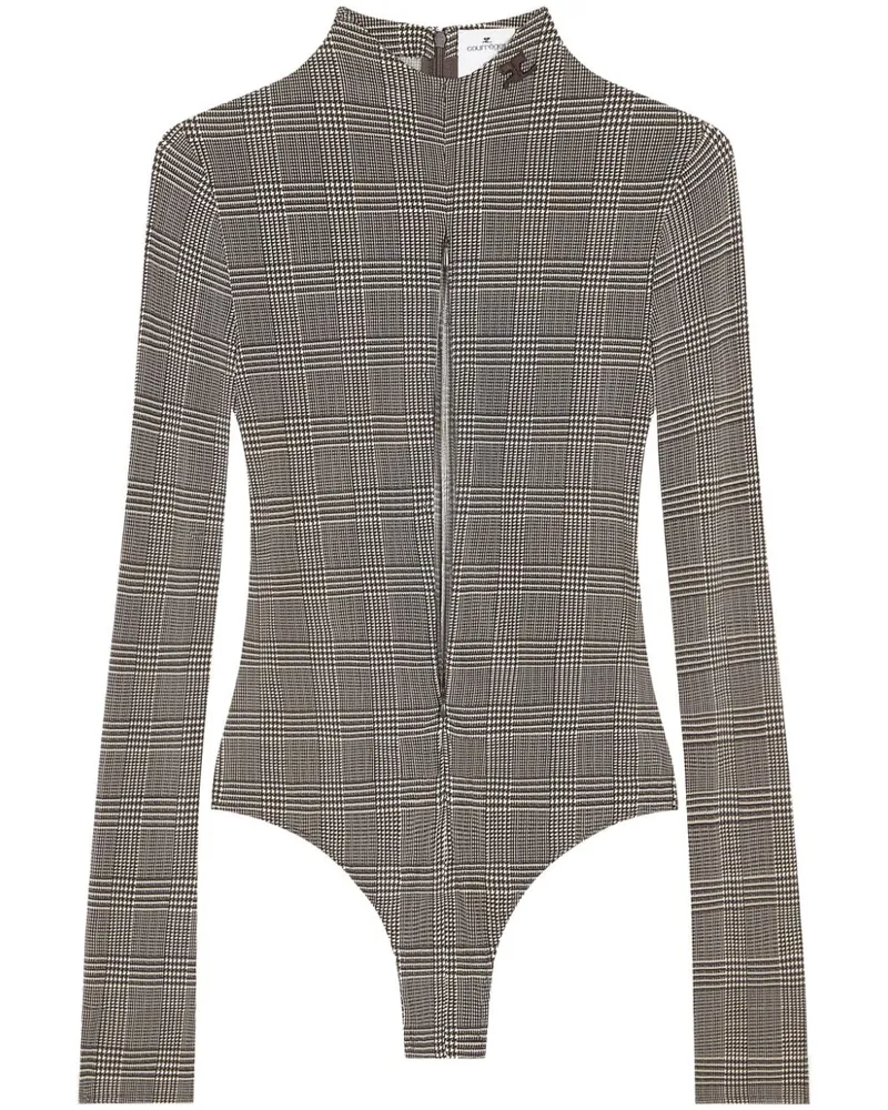 Courrèges Body mit Prince-of-Wales-Muster - Schwarz Schwarz