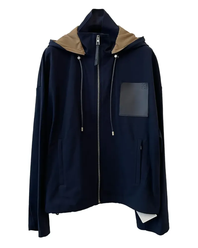 Loewe hooded leather-patch jacket - Blau Blau