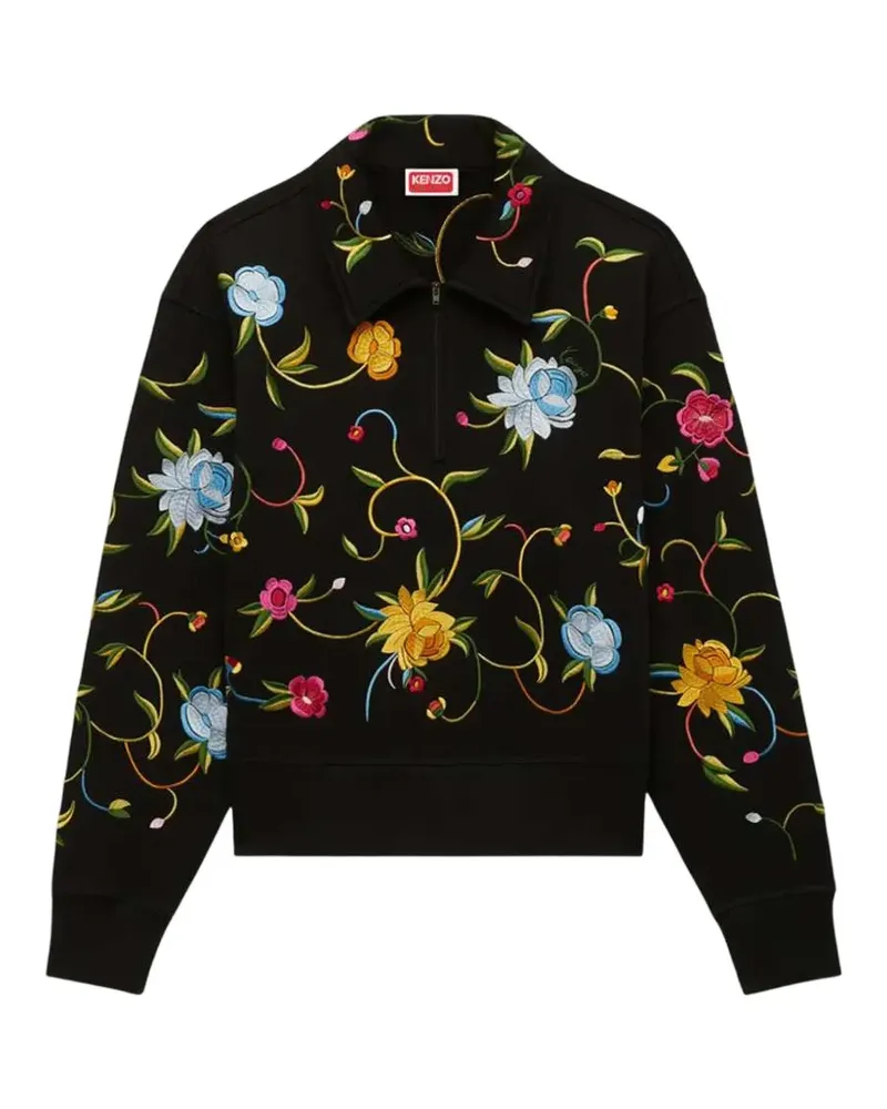 Kenzo Wildflower' embroidered half-zip sweatshirt - Schwarz Schwarz