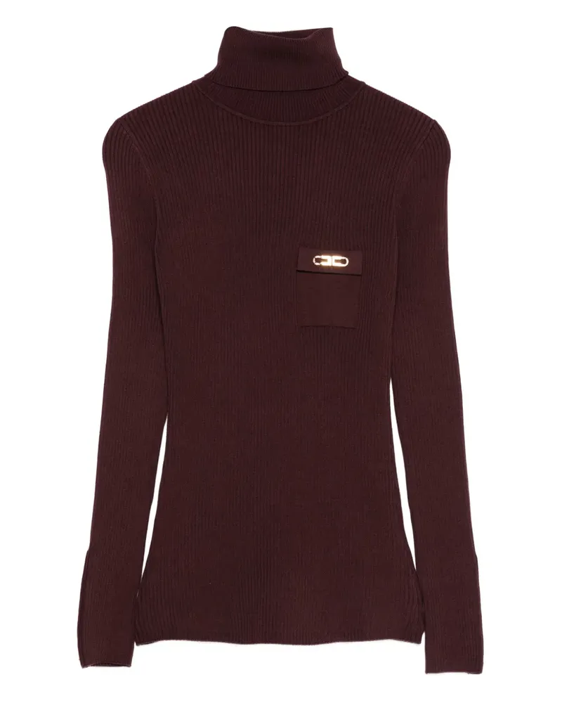 Elisabetta Franchi Geripptes Rollkragenoberteil - Violett Violett