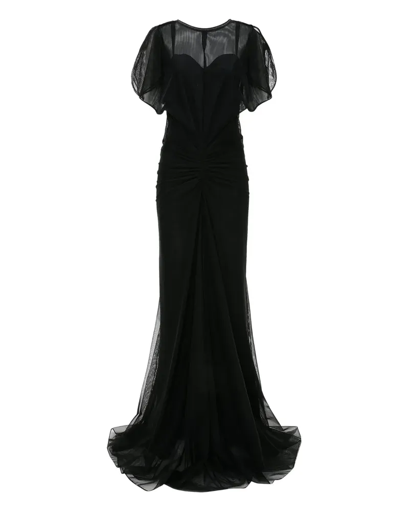 Victoria Beckham Midikleid mit Overlay - Schwarz Schwarz