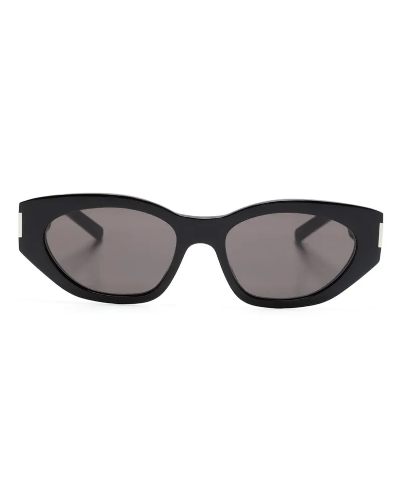 Saint Laurent Bold Geo Sonnenbrille mit ovalem Gestell - Schwarz Schwarz