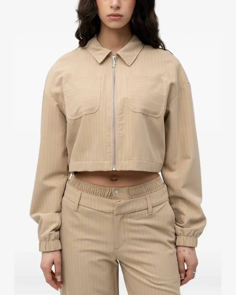 HUGO BOSS pinstripe zipped jacket - Nude Nude