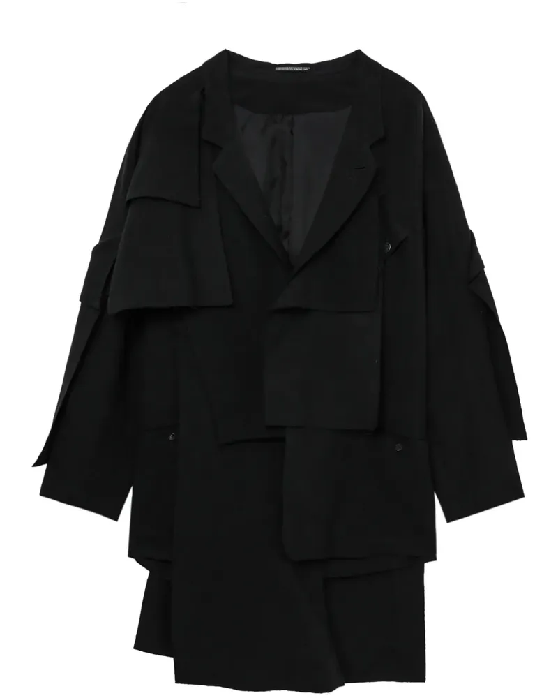 Yohji Yamamoto Mantel im Layering-Look - Schwarz Schwarz