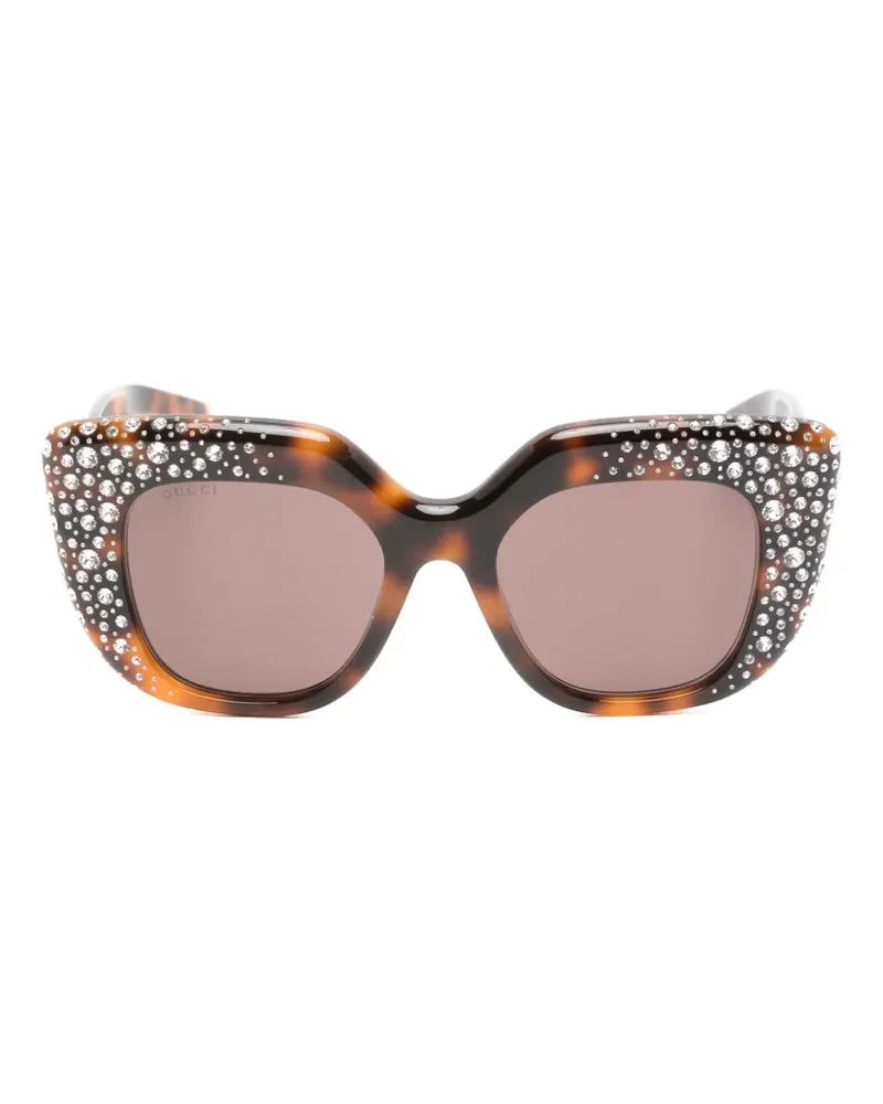 Gucci crystal-embellished square-frame sunglasses - Braun Braun