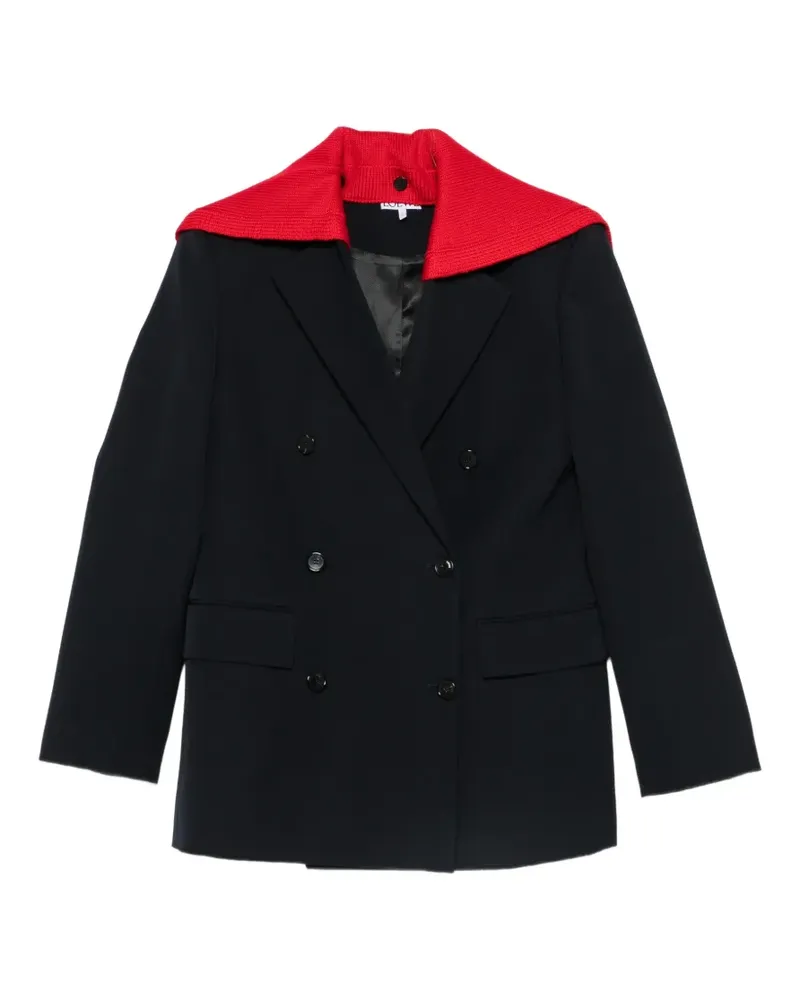 Loewe double-breasted knitted-collar blazer - Schwarz Schwarz