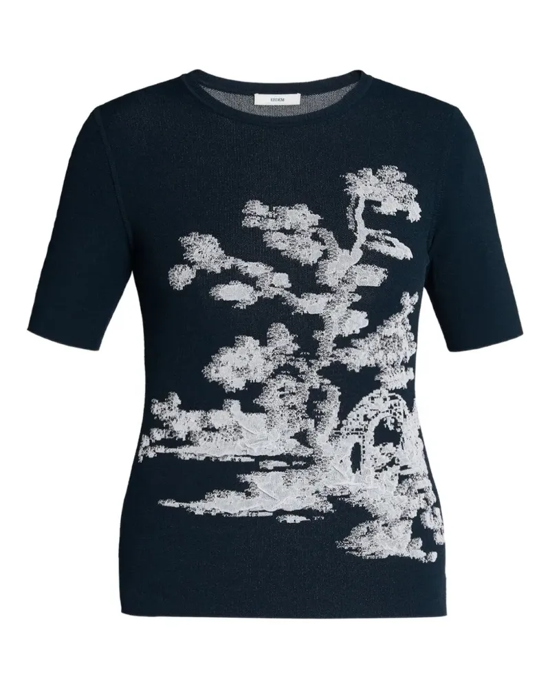 Erdem Jacquard-Top mit kurzen Ärmeln - Blau Blau