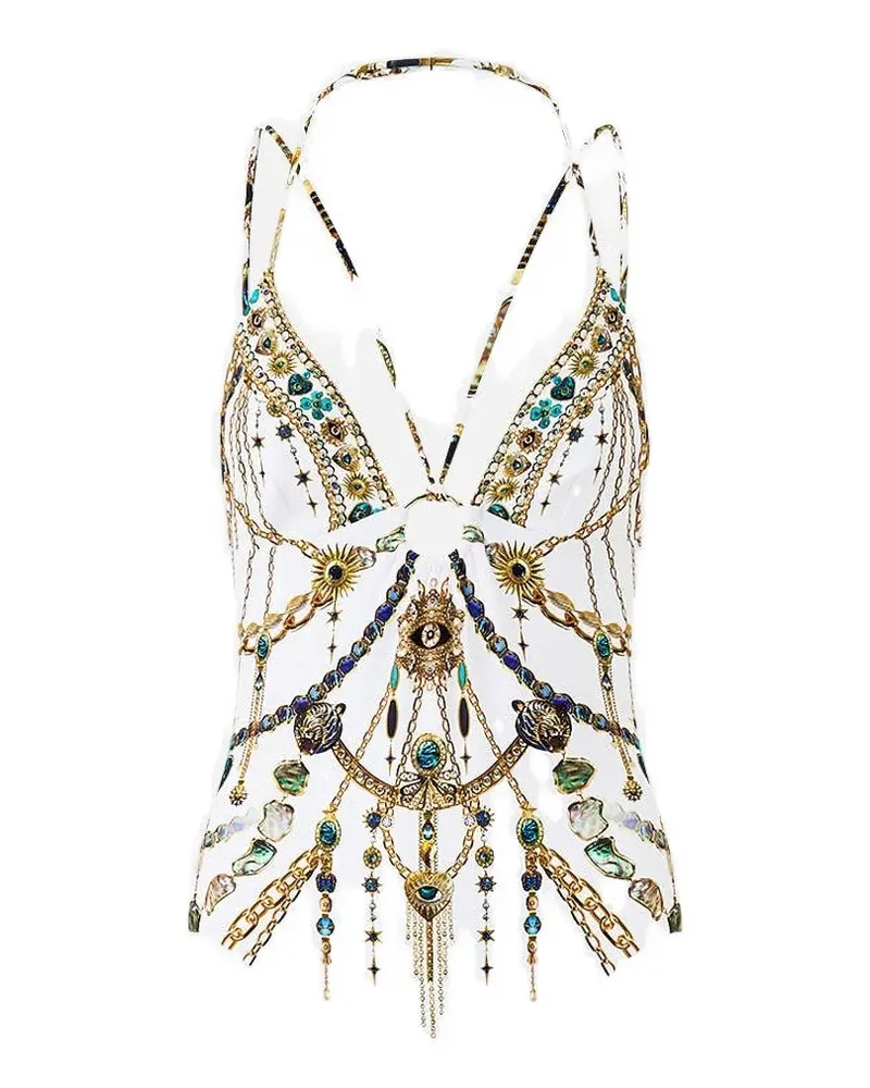 Camilla Chain Gang halterneck swimsuit - Weiß Weiß