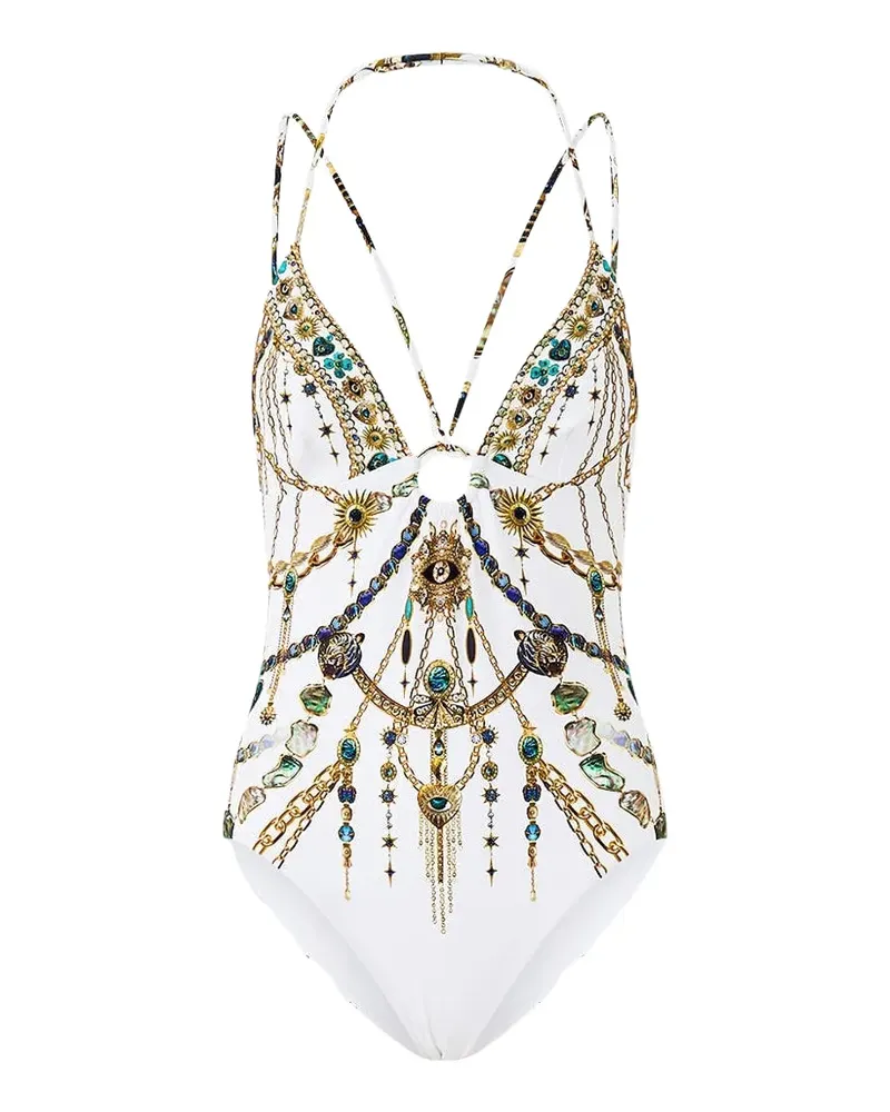 Camilla Chain Gang halterneck swimsuit - Weiß Weiß
