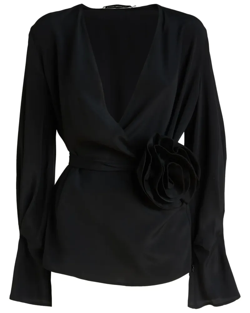 Simona Corsellini Bluse mit Blumenapplikation - Schwarz Schwarz