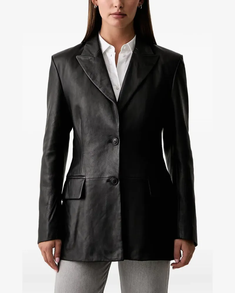 Trussardi Einreihige Lederjacke - Schwarz Schwarz
