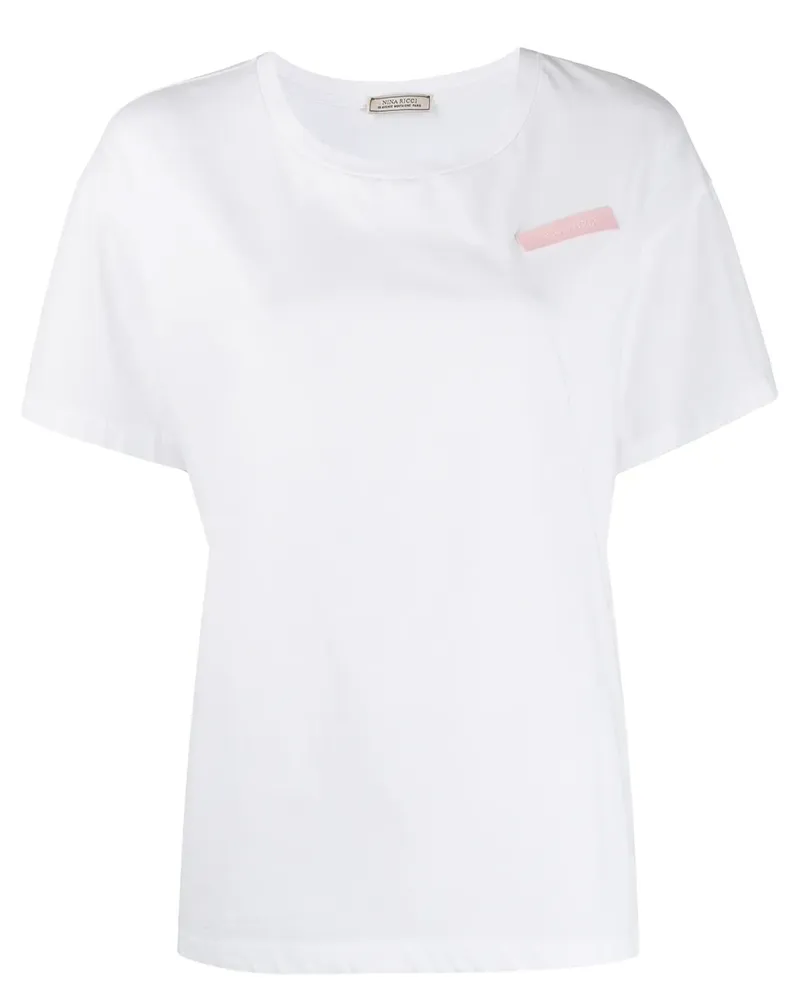 Nina Ricci Kastiges T-Shirt mit Logo - Weiß Weiß