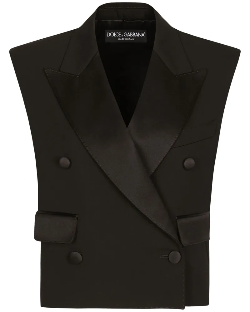 Dolce & Gabbana Doppelreihige Gabardine-Weste - Schwarz Schwarz