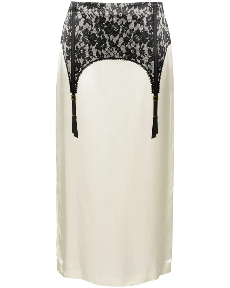 Moschino Midirock mit Lingerie-Print - Weiß Weiß