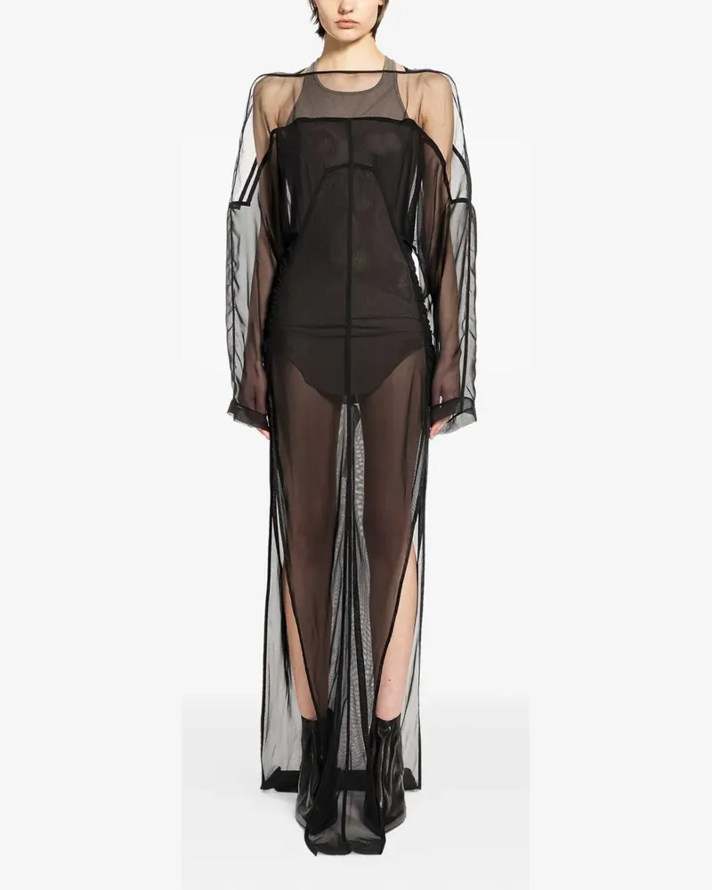 Rick Owens Temple collage boat-neck maxi dress - Schwarz Schwarz